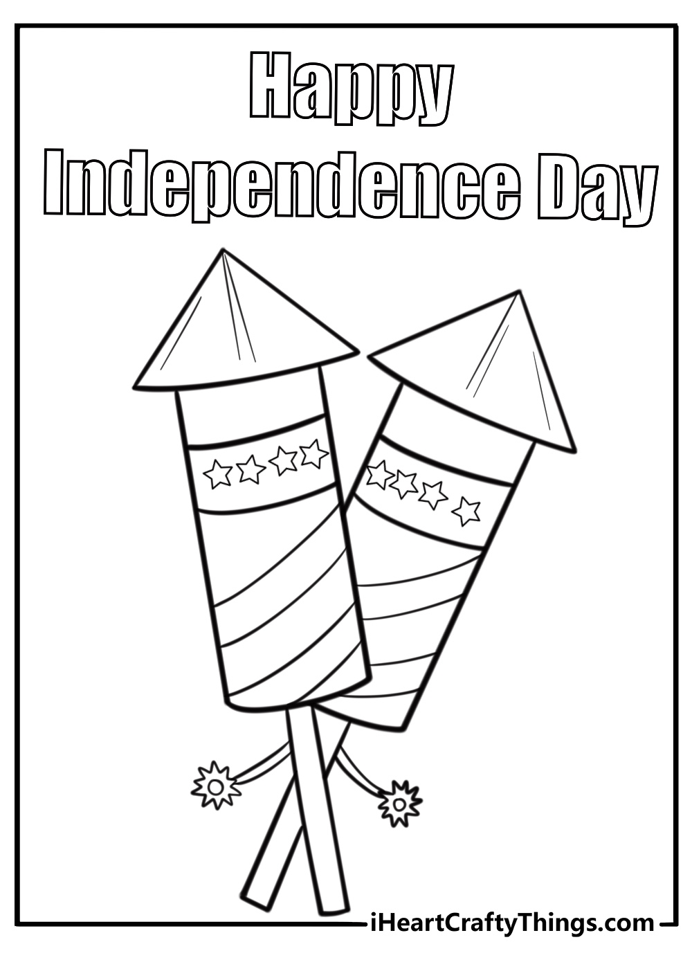 Firecracker ready to launch on Independence Day coloring page